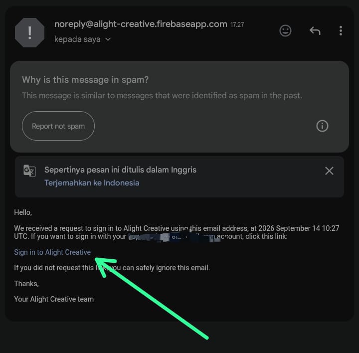Buka email verifikasi
